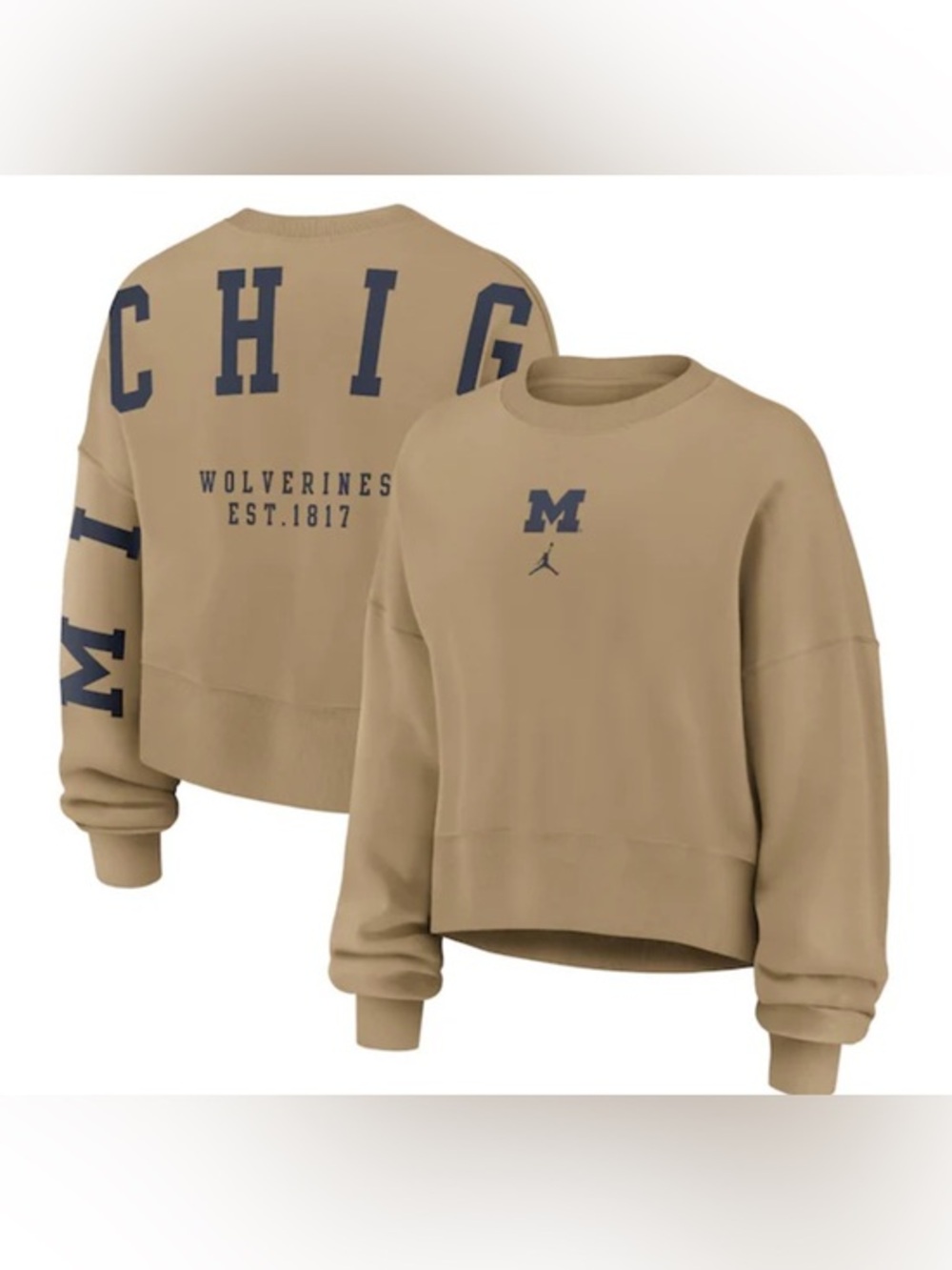 Jordan Michigan Wolverines Cropped Sweatshirt Wmns XL Oversized Cozy Y2K Core